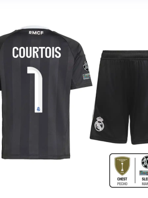 Courtois Real Madrid 25/26 Schwarz Torwart Trikot Kinder