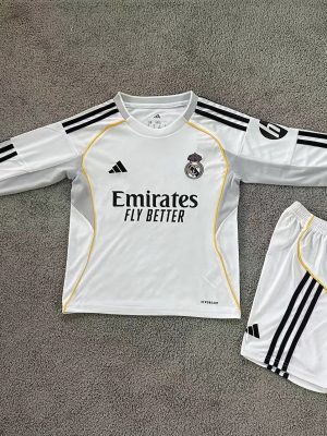 Real Madrid 25/26 Home Langarm Trikot Kinder